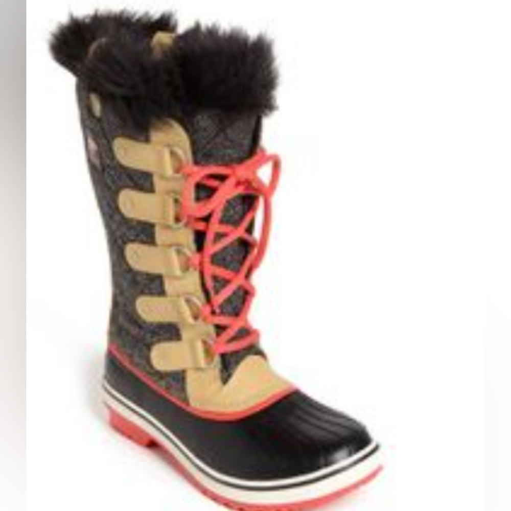 Sorel Tofino Herringbone Fur-Lined Winter Boots Sz 6.5